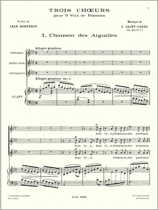 Chanson des Aiguilles Op. 151-1 - SAINT-SAËNS - Partition - Chœur